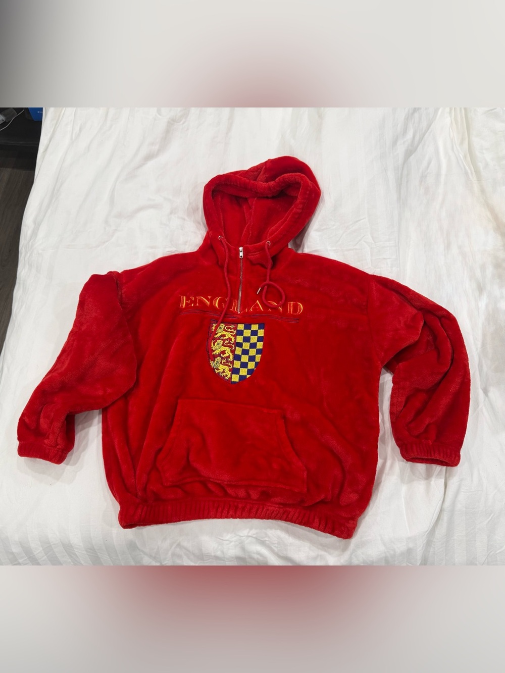 Forever 21 Red Plush Zip-Up Hoodie